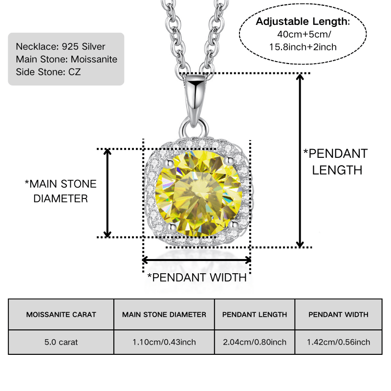 Women's 5ct Moissanite Necklace, Heartfelt Gift
